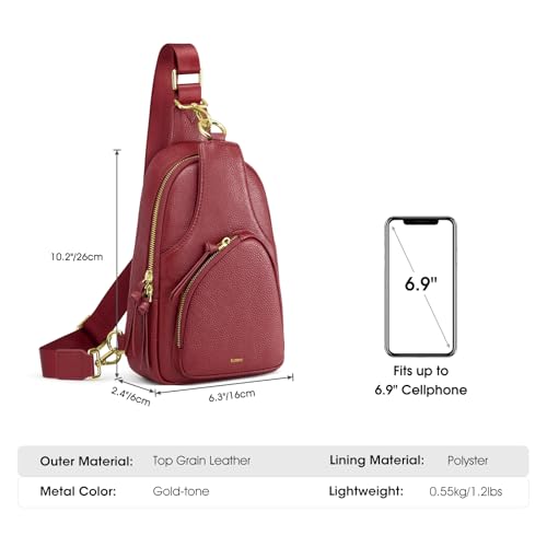 Image of Kattee Sling Bag for Women, Leather Fanny Packs Crossbody Purse, Small Chest Bag with RFID Blocking, Red