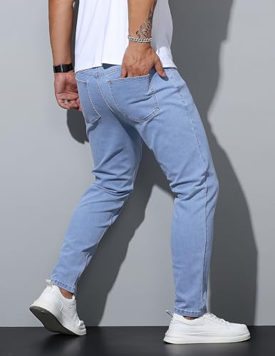Men's Skinny Fit Jeans Slim Fit Denim Pants Stretchy Jeans Tapered Leg Trousers Streetwear with Pockets3