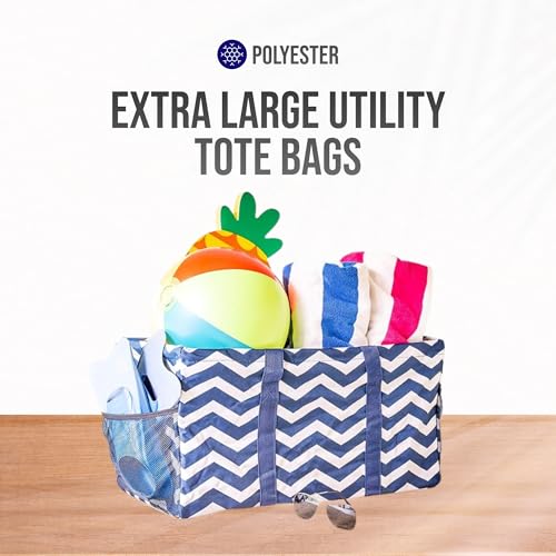 Image of Extra Large Utility Tote Bag - Oversized Collapsible Pool Beach Canvas Basket