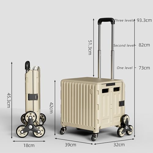 Faltbarer Einkaufstrolley auf Rädern Treppensteigwagen mit verstellbarem Teleskopgriff aus Aluminium Tragbarer Einkaufswagen für Garten Camping und Alltag – Bild 3