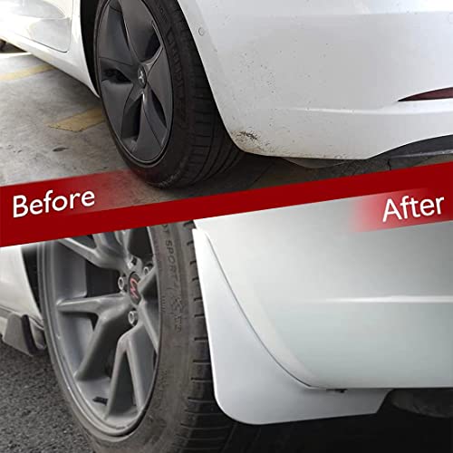 Image of Mud Flaps for Tesla Model 3 2016-2023 Splash Guards Front Rear Fender Protection Mudflaps No Need to Drill Holes (Set of 4, White)