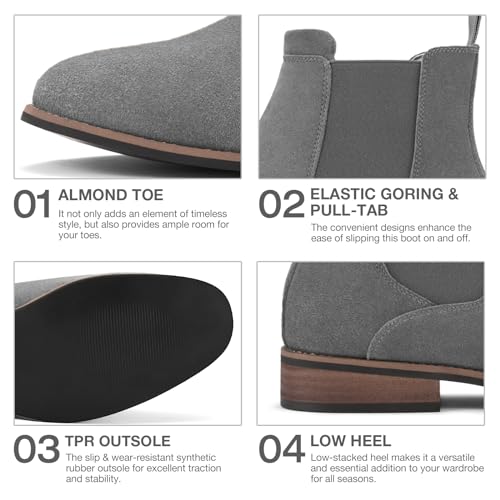 Rollda Mens Chelsea Boots, Suede Casual Ankle Boots, Dress Boots Elastic Slip on Boots for Men3
