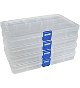 DUOFIRE Plastic Organizer Container Storage Box Adjustable Divider Removable Grid Compartment for...