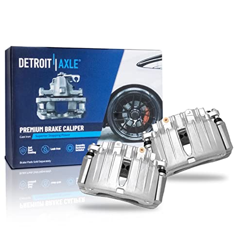 Image of Detroit Axle - Front & Rear Drilled Rotors Brake Pads + Rear Brake Calipers Replacement for Chevrolet GMC Silverado Suburban Avalanche Sierra Yukon XL 1500 Tahoe Cadillac Escalade - 10pc Set