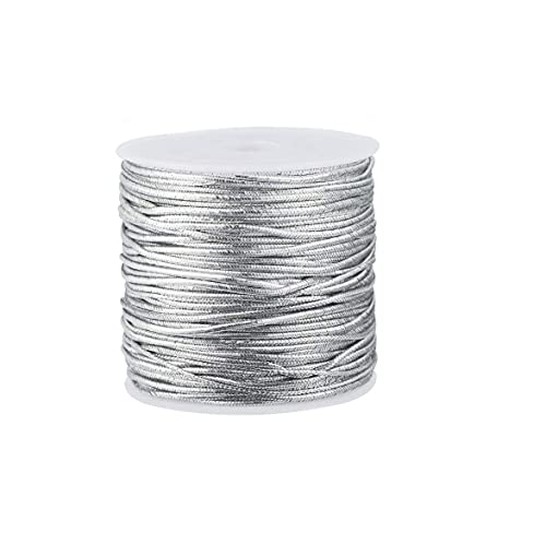 Silver Elastic Cord Elastic String for Bracelets Elastic Cord Christmas Ribbon for Crafts (Silver)