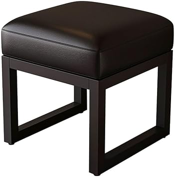 YCKEGEW Upholstered Ottoman Entryway Shoe Benches,Small Square Stools with Padded Seat,Makeup Vanity Stool Chairs Sofa Footstool for RelaxingBlack