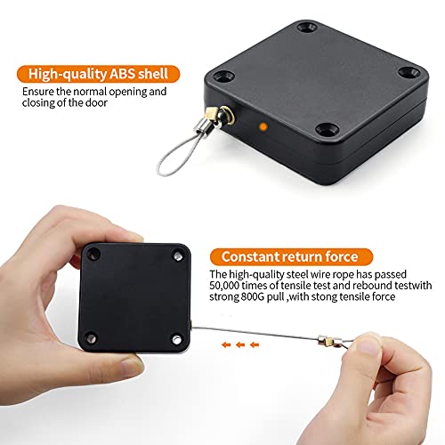 Punch Free Auto Sensor Door Closer,Quick Easy Door Closer Multifunctional Automatic Sliding Door Closer With Steel Drawstring For Residential Commercial Doors,Back Door, Bathroom Door (4P, Black) #TOP3