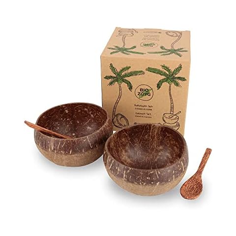 BIOZOYG Coconut Bowls Set with Spoons Cover