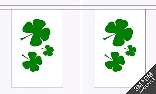 Flagtex Shamrock Giant Bunting – 18.25m with 30 Large Flags – Fabric for Indoor & Outdoor Use – String Flags Banners Irish Ireland St Patrick Clover — image 1