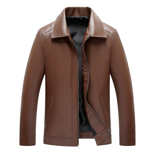 Bomber marron homme en polyuréthane veste col revers regular