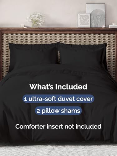 Image of Duvet Cover Super King Size - Soft 3 Piece with Zipper Closure - Black