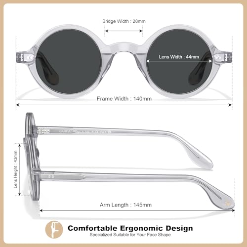 Image of CARFIA Retro Acetate Small Face Polarized Sunglasses for Men Cool Classic Round Sun Glasses CA2501
