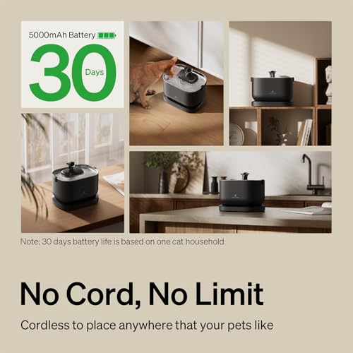 Image of Bundle of PETLIBRO Cat Water Fountain, Cordless Pet Water Fountain Battery Operated+8 Packs Replacement Filters for Dockstream Cat Water Fountain WF005 WF115 WF105, 4 Months Set of Replacement Filters