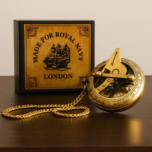 Brújula de bolsillo vintage de latón con caja de madera miniatura 3