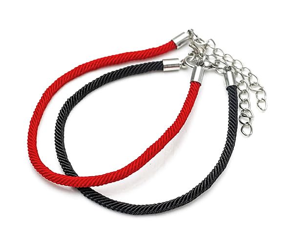 Amazon | ブレスレット 赤黒2本セット シンプル 紐ブレスレット