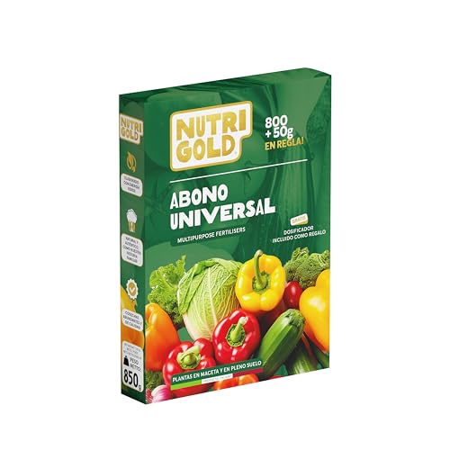 NutriGold® fertilizante Universal | Abono para Todas las Variedades de Hortalizas - Fórmula Equilibrada con Nitrógeno, Fósforo y Potasio - Nutrición 100% Natural Km0 - Sólido 800g + 50g Gratis