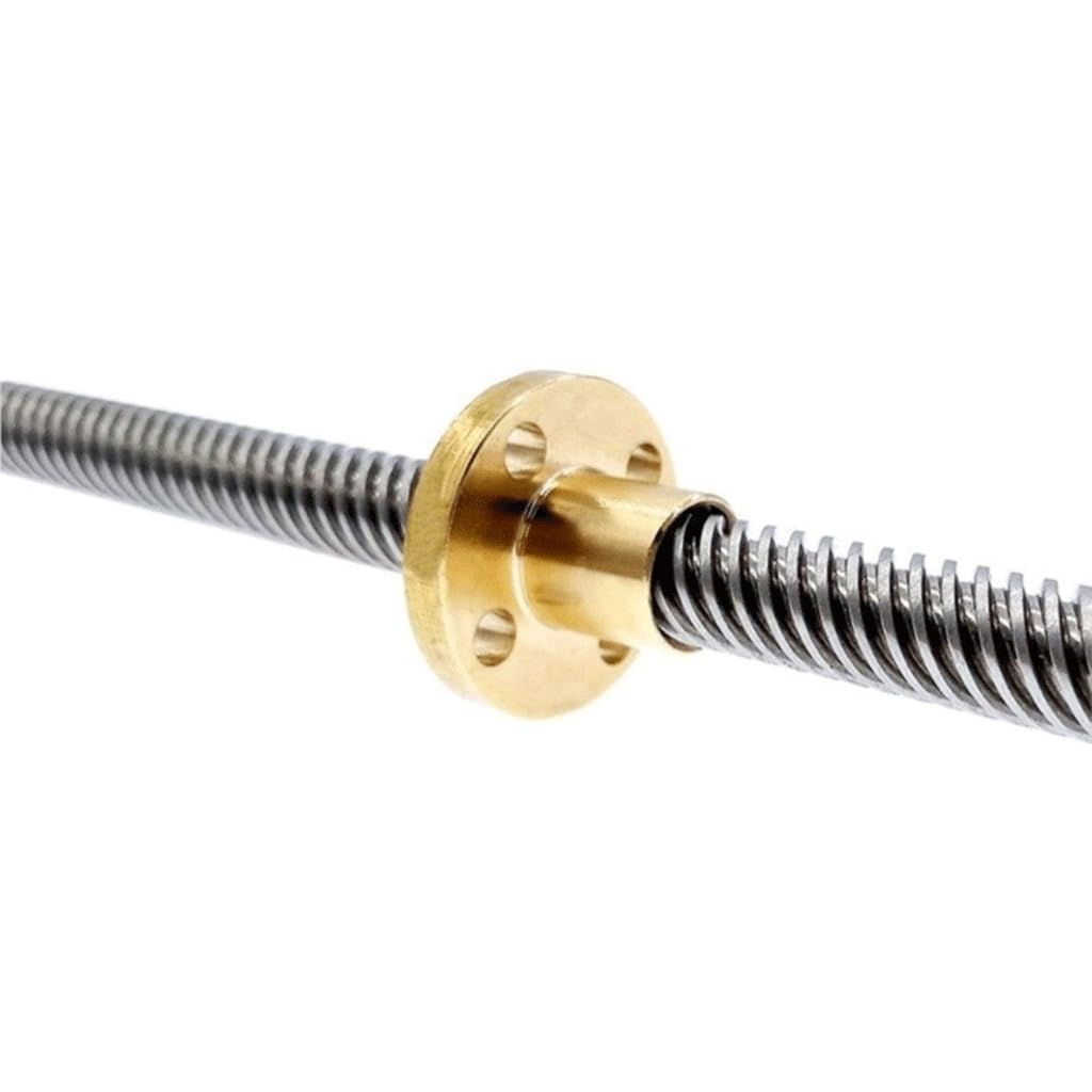 Tornillo T6, varilla roscada trapezoidal de acero inoxidable 304, paso de 4 mm con tuerca de latón(300mm)