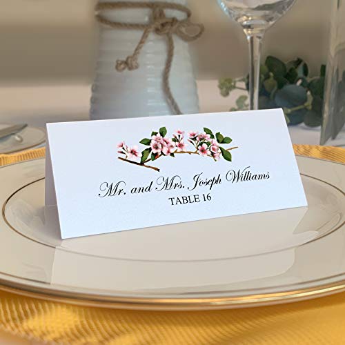 Pink Cherry Blossoms Printable Place Cards, Set of 60 (10