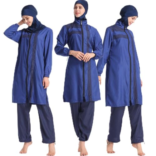 ziyimaoyi Traje de baño modesto con hiyab desmontable, traje de baño musulmán islámico modesto traje de baño ropa de playa de longitud completa