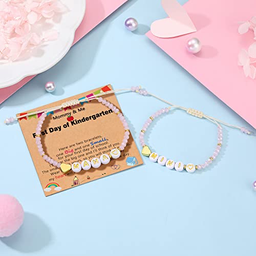 UNGENT THEM First Day of School Bracelet Back to School Mommy and Me Bracelets for Mom and Daughter 5