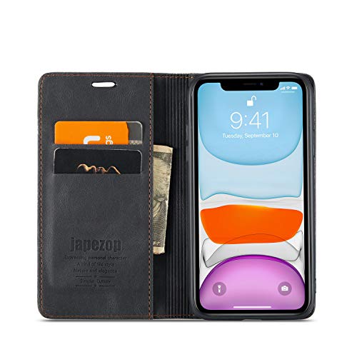 Japezop Compatible With Iphone 11 Case,Iphone 11 Case Wallet With[Rfid Blocking] Card Holder Kickstand, Leather Flip Wallet Case For Iphone 11 6.1 Inch(Black) #TOP1