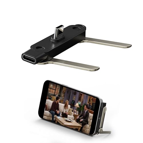 USB c Cable Right Angle,Foldable Bracket Data Cable，for iPhone 17 Series, Samsung Galaxy S25 S24 Ultra etc (2Pack Black Bracket Adapter)