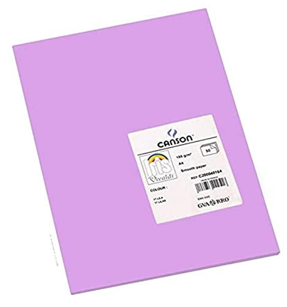 Canson Iris Vivaldi A4 185 GSM Smooth Colour Paper - Lilac (Pack of 50 Sheets)