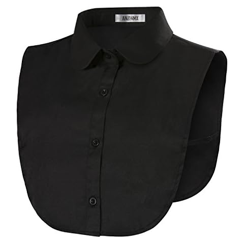 ANZERMIX Womens Detachable Blouse Half Shirts (Round-Black,One Size) Cover
