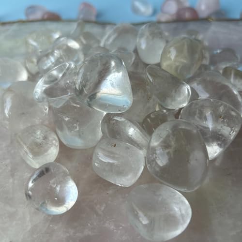 Image of Tumbled Stones, Natural Crystal Healing Stones, Home Office Decor, Aquarium Decorative Pebbles, Vase Fillers (Clear Crystal, 50)
