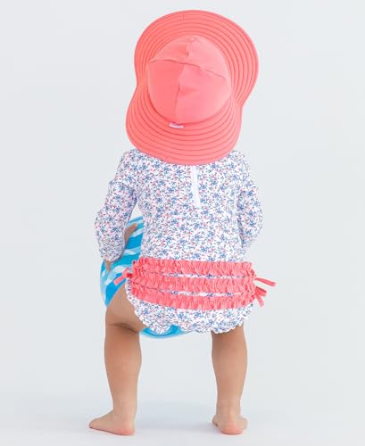 Image of RuffleButts Baby /Toddler Girls UPF 50+ Sun Protective Wide Brim Swimwear Sun Hat