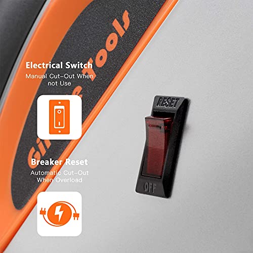 Giraffe Tools De14 Retractable Extension Cord Reel 50 Ft 14/3Awg Power Cord Storage Reel Wall/Ceiling Mount, Lighted Triple Tap Outlet, 50Ft, Black Orange #TOP2