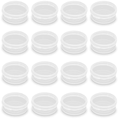 Image of 0.034 oz Mini Clear Plastic Round Storage Jars for Beads (0.75 x 0.28 inch), Buttons, Small Jewelry Findings (24 Pack)