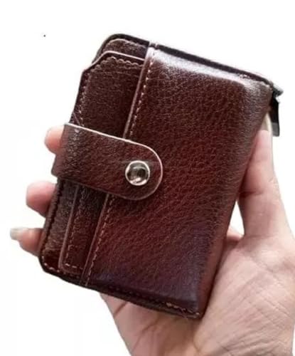 Image of PU Leather 9 Slot Vertical Credit /Debit /ATM Card Holder Money Wallet Zipper Coin Purse for Men Women (11.5 x1.75 x 8 cm) (Brown)