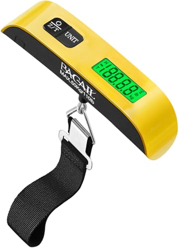 Image of BAGAIL Digital Luggage Scale, 110lbs Hanging Baggage Scale with Backlit LCD Display, Portable Suitcase Weighing Scale, Travel Luggage Weight Scale with Hook, Strong Straps for Travelers