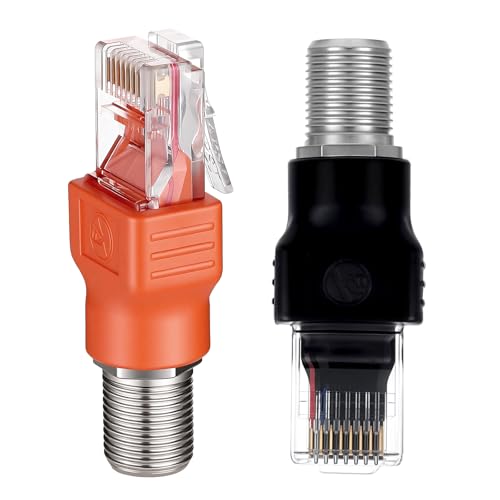 Alrhso 2PCS F-Type Female to RJ45 Male Coaxial...