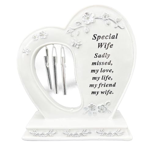Angraves Special Wife Graveside Memorial Wind Chime Heart Grave Plaque Ornament Decoration