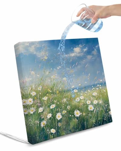 Spring Floral Outdoor Cushion Chair Cover Set of 4 - Waterproof Couch Seat Covers, White Green Flowers Modern Oil Painting Art Patio Furniture Protector Cushions Slipcovers for Sofa/RV, 22