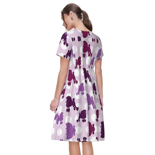 Robe d'été décontractée au motif caniche violet d'exception - 2