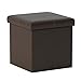 Otto & Ben Folding Box Chest with Memory Foam Seat, Stitch Faux Leather Small Ottomans Bench Foot Rest Stool, 15 Inch, Brown