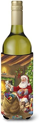 Caroline's Treasures APH5793LITERK Christmas Santa Claus Unloading Toys Wine Bottle Hugger Bottle Cooler Sleeve Hugger Machine Washable Collapsible Insulator Beverage Insulated Holder image 3