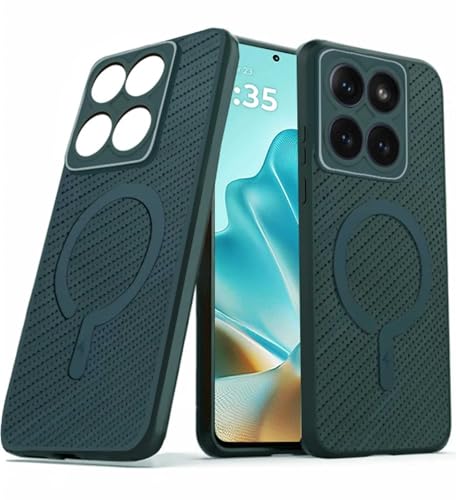 Image of FIRST MART Back Cover for Motorola Edge 60 Fusion - Magsafe Look Case, Carbon Fiber Design, Flexible, Soft Micro-Fibre Lining Inside | Green