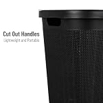 Mind Reader 60L Slim Laundry Hamper, Clothes Basket, Lid, Linen Design, Plastic, Black - Image 4