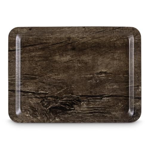 Image of Freelance Nature Kraft Serving Tray Antique Pine, 27x38 cm, Rectangle, Non-Slip Surface, Decorative Anti-Skid Kitchen & Dining /Coffee Table Trays for Breakfast /Food /Tea - Brown, Made in Europe