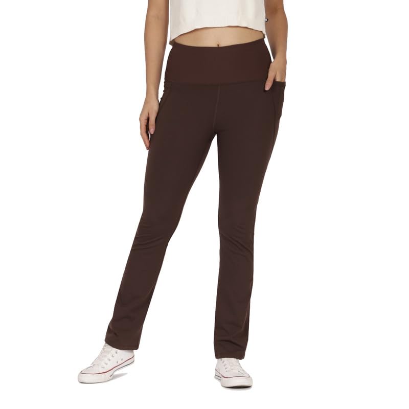 Image of Blissclub Ultimate Flare Pants for Women Above 5'5 ft Tall | Ribbed Waistband, 4 Pockets | High Waist Trousers and Formal Pants for Office wear