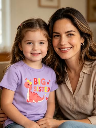 Image of Funnycokid Big Sister Shirts for Girls Pregnancy Announcement Toddler Promoted to T-Shirt 1-7 Years