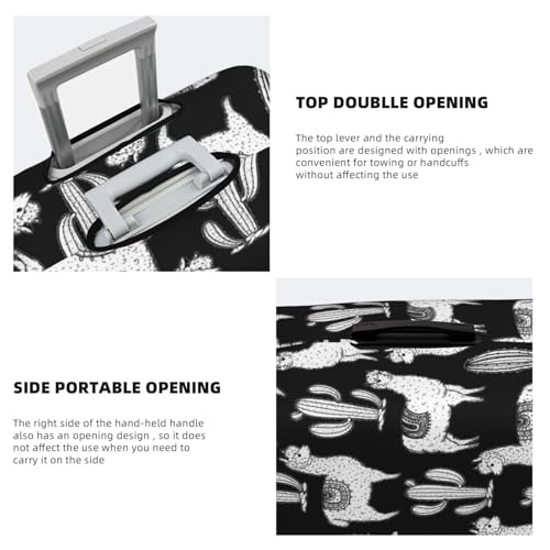 VOSERY Travel Luggage Cover - Cute llamas cactus Alpaca black white Washable Suitcase Covers Protector Fits 18-32 Inch Luggage3