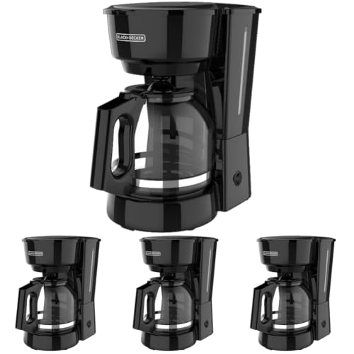 Image of BLACK+DECKER 12-Cup Coffee Maker with Easy On /Off Switch, Easy Pour, Non-Drip Carafe with Removable Filter Basket, Vortex Technology, Black (Pack of 4)