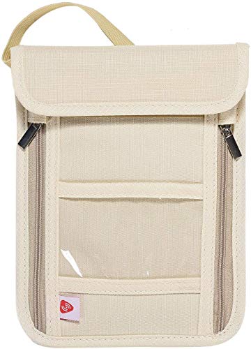 WeeDee Brustbeutel Brusttasche mit RFID-Schutz wasserdicht leichte Reisegeldbeutel Tasche Sicherheit Umhängegeldbeutel für Passport, Kreditkarten, Münzen und Reise Zubehör Herren Damen (Beige)