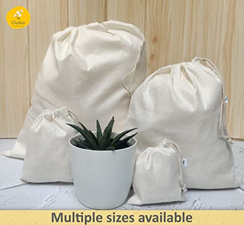 Image of 25 Pcs Drawstrings Cotton Bags Muslin Cloth Storage Reusable Pouches for Jewelry Tea Spices Herbs Fruits DIY Wedding Party Gift Bags Craft (6 inch x 4 inch, Beige)