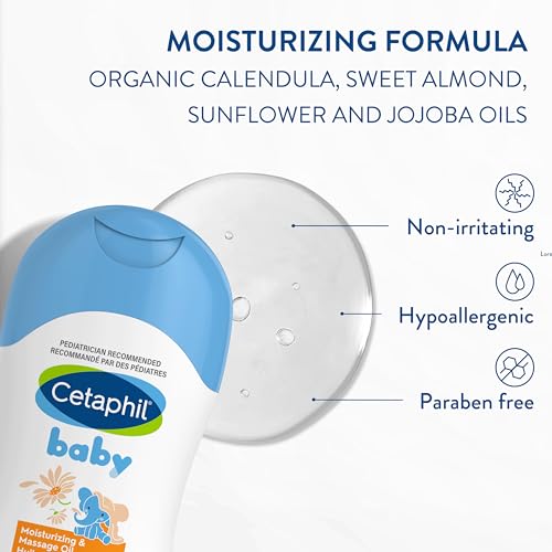 Cetaphil Baby Moisturizing and Massage Oil with Organic Calendula - 99% Natural - Paraben, Colourant and Mineral Oil Free, 200ml - Image 6